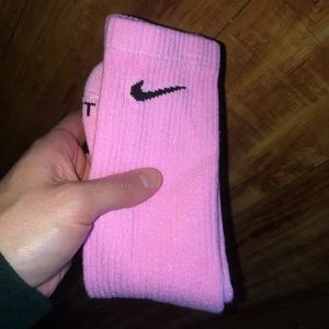 Pink Nike crew socks